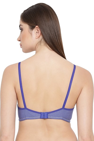 Buy Non-Padded Non-Wired Full Coverage T-shirt Bra in Blue - Cotton Rich  Online India, Best Prices, COD - Clovia - BR0764P08