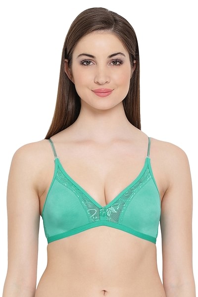 Buy Non-Padded Wirefree T-Shirt Bra With Double Layered Cups & Detachable  Straps - Green Online India, Best Prices, COD - Clovia - BR0673P17