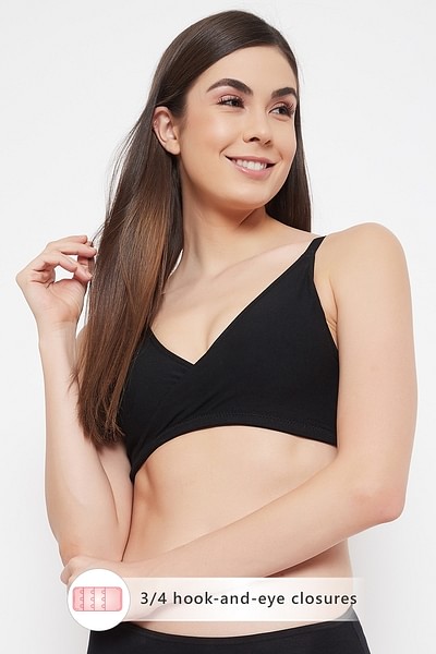 Buy Non-Wired All-Day Wear Home Bra in Black with Removable Pads - Cotton  Online India, Best Prices, COD - Clovia - BR2176P13