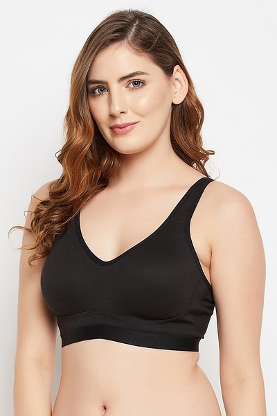 Buy CLOVIA Non-Padded Non-Wired Spacer Cup Beginner's Bra in Black - Cotton