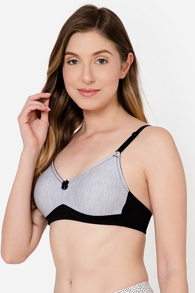 Buy Non-Padded Non-Wired Full Coverage Spacer Cup T-shirt Bra in Grey  Melange - Cotton Rich Online India, Best Prices, COD - Clovia - BR5001R01