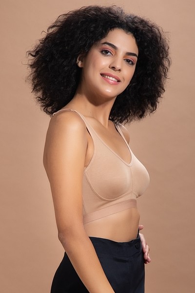 Buy Padded Non-Wired Full Figure T-shirt Bra in Nude Colour