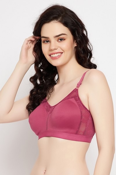 Buy Non-Padded Non-Wired Full-Figure M-Frame Bra in Red - Cotton & Lace  Online India, Best Prices, COD - Clovia - BR2302P14