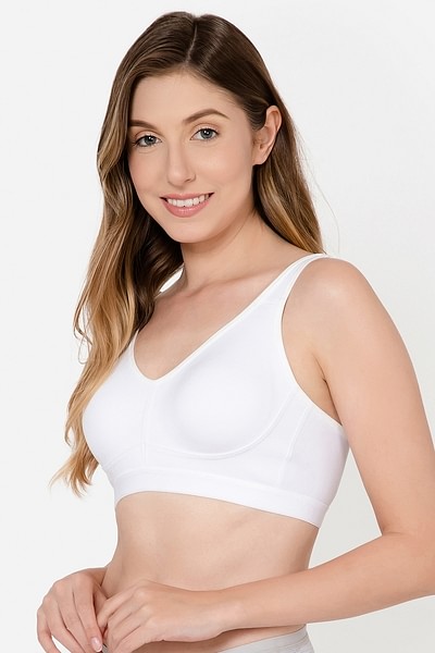 Non-Padded Non-Wired Full Figure Spacer Cup T-shirt Bra in White - Cotton  Rich