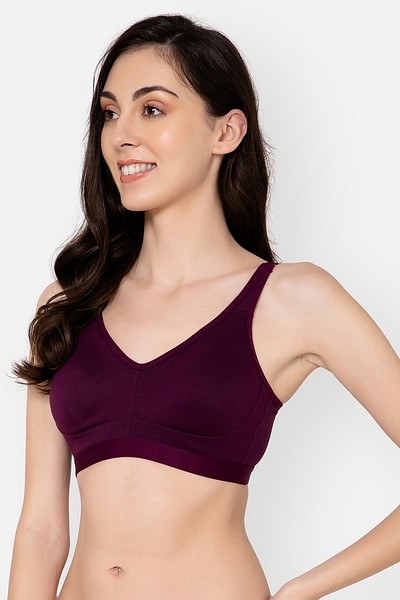 Buy Non-Padded Non-Wired Full Figure Spacer Cup T-shirt Bra in Wine Colour  - Cotton Rich Online India, Best Prices, COD - Clovia - BR5012R15