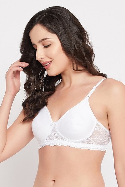 Buy Non-Padded Non-Wired Floral Print Bra In White - Cotton Online India,  Best Prices, COD - Clovia - BR1465P18