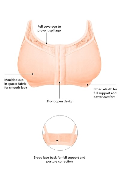 Buy Non-Padded Non-Wired Spacer Cup Easy-On Front Open Full Figure Bra in  Nude Colour - Cotton Online India, Best Prices, COD - Clovia - BR2405A24