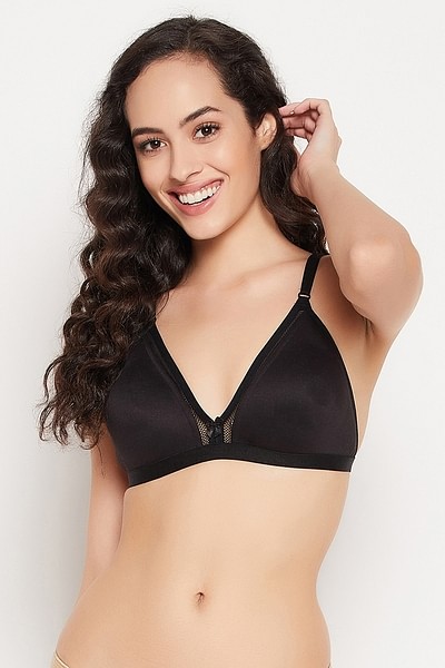 Buy Non-Padded Non-Wired Full Cup Colourblocked Bra in Black - Cotton  Online India, Best Prices, COD - Clovia - BR1780C13