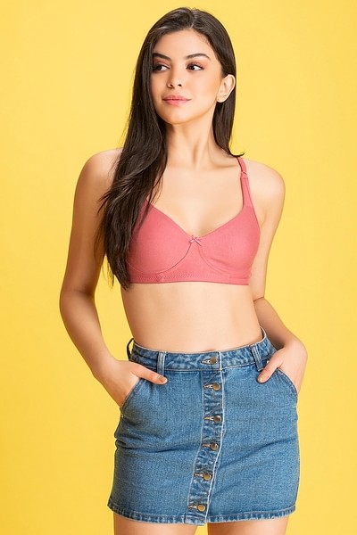 Buy Non-Padded Non-Wired Full Coverage Bra with Double Layered Cups in Pink  Online India, Best Prices, COD - Clovia - BR0636A22