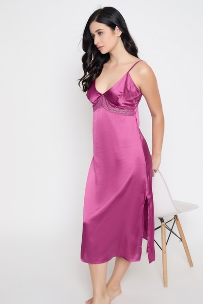 knee length dresses for ladies Buy Alpine Floral Rust Color Cozy Nighty Dress For Women – 9shines label