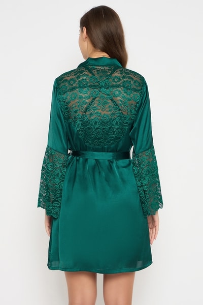 what colour jacket to wear with emerald green dress Enchanted Emerald: Luxurious Satin Babydoll Dress main image 1