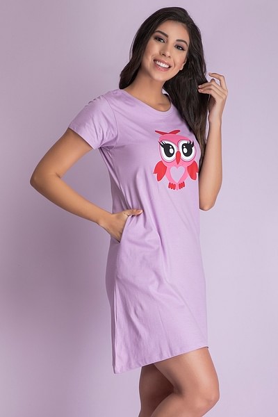 Nightie Dress Ladies Sleep Shirt 100% Cotton Short Sleeve Night