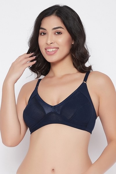 Buy Clovia Women's Cotton Non-Padded Non-Wired Full Cup Bra  (BR0227B08_Blue_32C) at