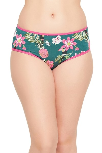 Clovia Cotton Assorted Printed Pack Of 3 Mid Waist Hipster Panty