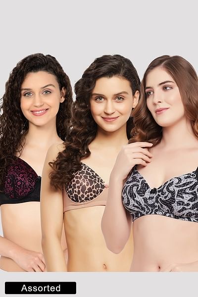 Pack of 3 Padded Printed T-shirt Bras – Assorted
