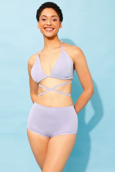 Buy Padded Halter Neck Bikini Top & High Waist Bikini Bottoms in Lilac  Online India, Best Prices, COD - Clovia - SM0124P12