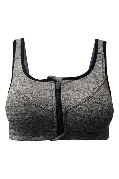 zip front padded sports bra