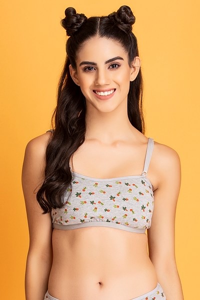 Buy Non-Wired Cactus Print Teenage T-shirt Bra in Melange Grey with Removable  Pads - Cotton Online India, Best Prices, COD - Clovia - BB0023P01