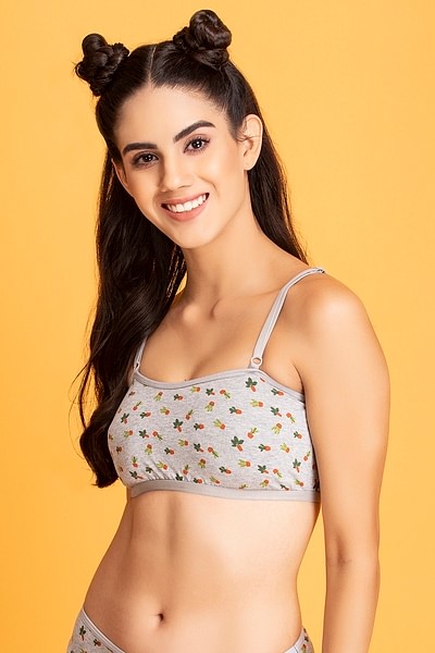 Buy Non-Wired Cactus Print Teenage T-shirt Bra in Melange Grey with Removable  Pads - Cotton Online India, Best Prices, COD - Clovia - BB0023P01