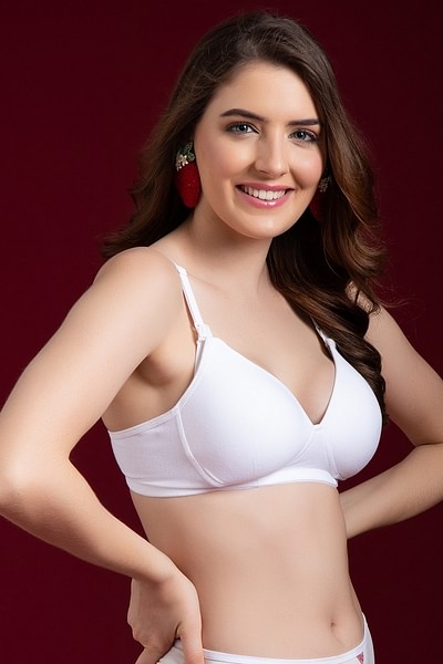 Buy Padded Non-Wired Demi Cup Feeding Bra in White Online India
