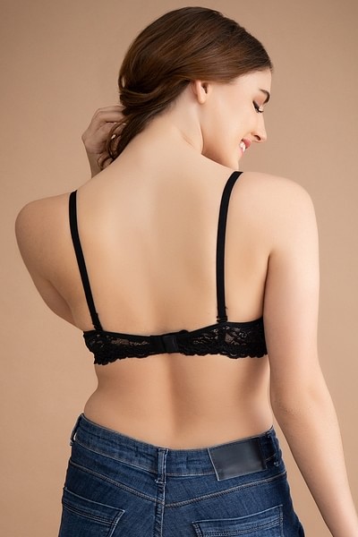 Buy Clovia Women's Level 1 Non-Wired Demi Cup Multiway Push-up Bra  (BR2222P13_Black_38C) at