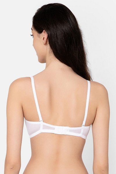 Padded Non-Wired Demi Cup Strapless Bra in White with Balconette Style