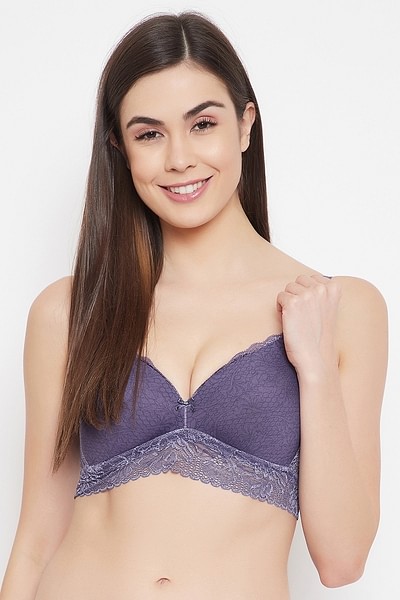 Buy Clovia Women's Lace Non-Padded Non-Wired Demi Cup Multiway Plunge  Bralette (BR2091P12_Purple_36B) at