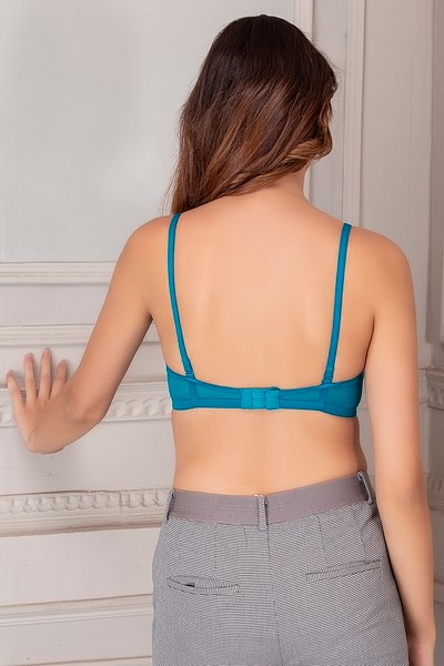 Buy Padded Non-Wired Demi Cup Multiway Bra in Turquoise Blue