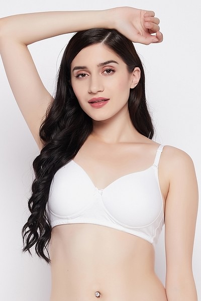 Buy Padded Non-Wired Demi Cup Multiway T-Shirt Bra in White - Cotton Online  India, Best Prices, COD - Clovia - BR1581S18