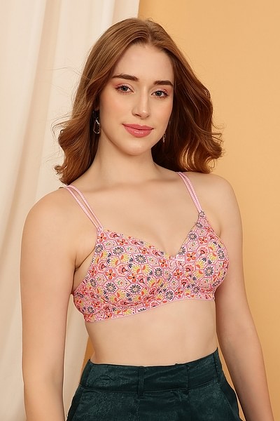 Clovia Purple Floral Print T-Shirt Bra