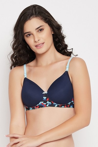 Buy Padded Non-Wired Full Cup Multiway T-Shirt Bra in Navy Online India,  Best Prices, COD - Clovia - BR1866K08