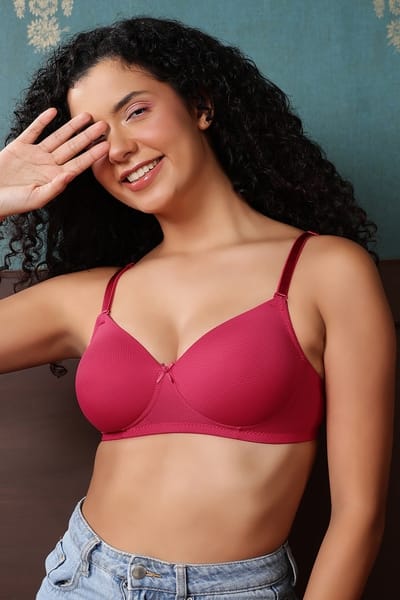 Clovia Padded Non-Wired Full Coverage Multiway T-shirt Bra in Dark Pink