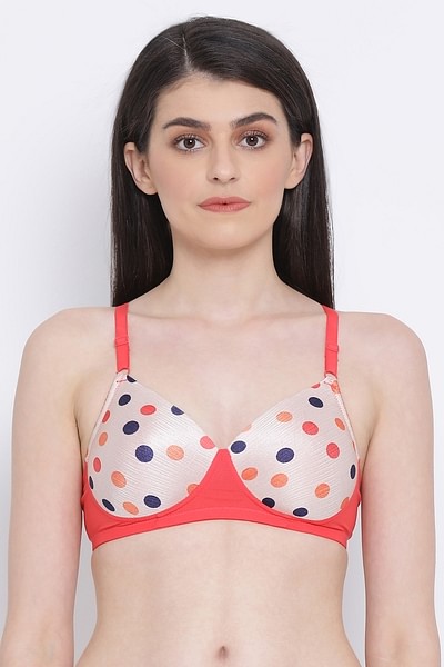 Buy Padded Non-Wired Full Coverage Polka Print T-Shirt Bra in Nude Colour  Online India, Best Prices, COD - Clovia - BR1866M24