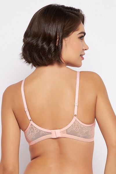 Buy Padded Non-Wired Full Cup Bra in Baby Pink - Lace Online India