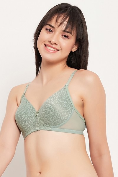 Buy Non-Padded Non-Wired Bra In Green With Full Cups - Cotton Online India,  Best Prices, COD - Clovia - BR0469A17