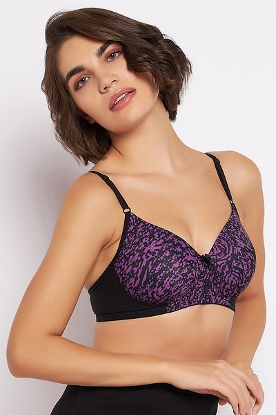 Buy Padded Non-Wired Full Cup Bra in Violet Online India, Best