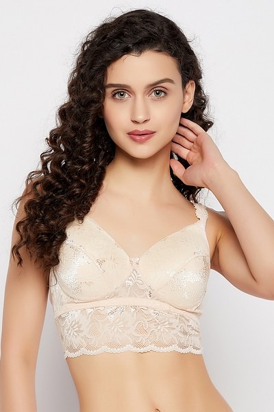 Buy Padded Non-Wired Full Cup Bralette in Cream Colour - Lace Online India,  Best Prices, COD - Clovia - BR1785Q24