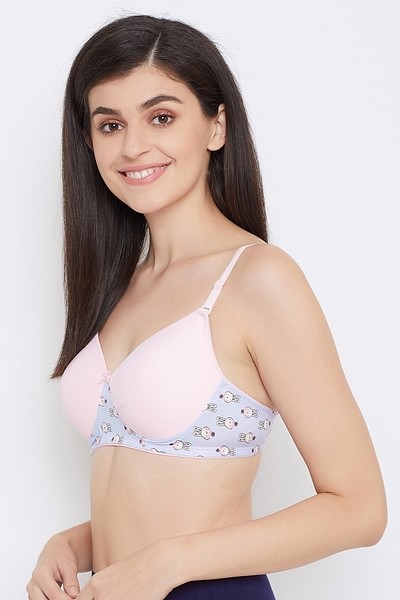Buy Padded Non-Wired Full Cup Bunny Print Multiway T-shirt Bra in Baby Pink  Online India, Best Prices, COD - Clovia - BR1897F12