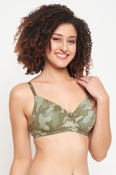 Buy Padded Non-Wired Full Cup Camouflage Print Multiway T-shirt Bra in  Olive Green Online India, Best Prices, COD - Clovia - BR0935H17