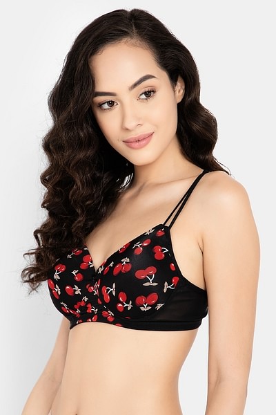 Buy Padded Non-Wired Full Cup Cherry Print Multiway T-shirt Bra in Black  Online India, Best Prices, COD - Clovia - BR2362Y13