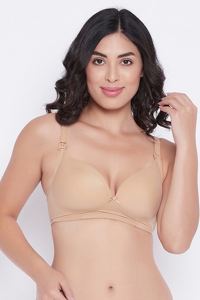 Buy Padded Non-Wired Full Cup Feeding Bra in Nude Colour Online India, Best  Prices, COD - Clovia - BR2177P24