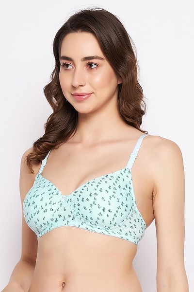 Buy Padded Non-Wired Full Cup Floral Print Multiway T-shirt Bra in Baby  Blue - Cotton Online India, Best Prices, COD - Clovia - BR2395G03