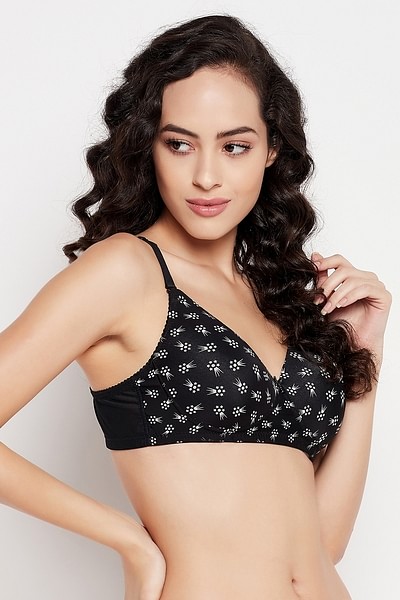 Buy Tweens Padded Non Wired Full Coverage T-Shirt Bra - Black N Floral  Print at Rs.375 online