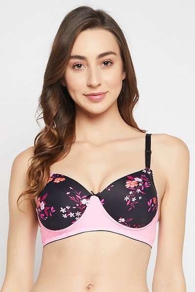 Buy Padded Non-Wired Full Cup Floral Print Multiway T-shirt Bra in Black  Online India, Best Prices, COD - Clovia - BR1866P19