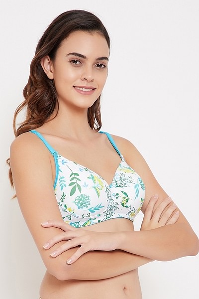 Buy Padded Non-Wired Full Cup Floral Print Multiway T-shirt Bra in Midnight  Blue Online India, Best Prices, COD - Clovia - BR0935D08