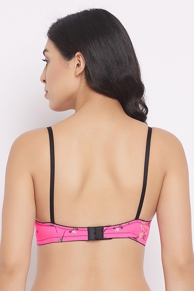 Buy Padded Non-Wired Full Cup Floral Print T-shirt Bra in Hot Pink