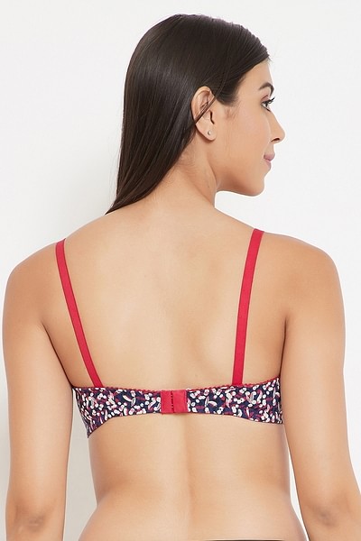 Buy Padded Non-Wired Full Cup Printed T-shirt Bra in Navy - Cotton Online  India, Best Prices, COD - Clovia - BR2220P08