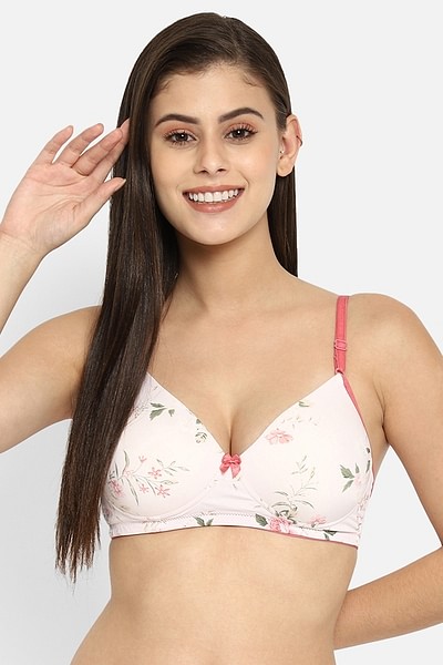 Buy Clovia Non-Padded Non-Wired Full Cup Floral Print T-shirt Bra