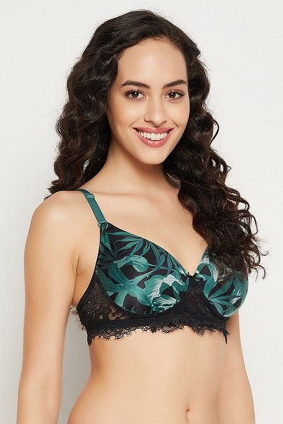 Buy Clovia Padded Non-Wired Full Cup Multiway Bra In Black - Lace