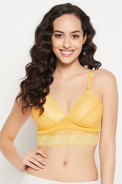 Buy Clovia Lace Padded Non-Wired Full Coverage Bra In Nude online